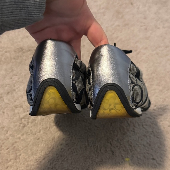 Coach Jayme Signature Sneakers Black/Gray Canvas with Silver Metallic Trim 11 - Picture 3 of 11